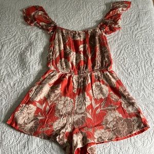 Orange Floral Romper
